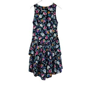 Eber Vintage Women's Floral Dress Black and Colorful Size Medium 9